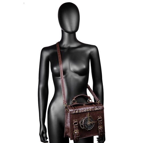 thumbnail image 2 of Steampunk Sling Bag Crossbody Chest Backpack - Vintage Clock Print Daypack For Travel & Hiking, Adjustable Strap 2 of 14